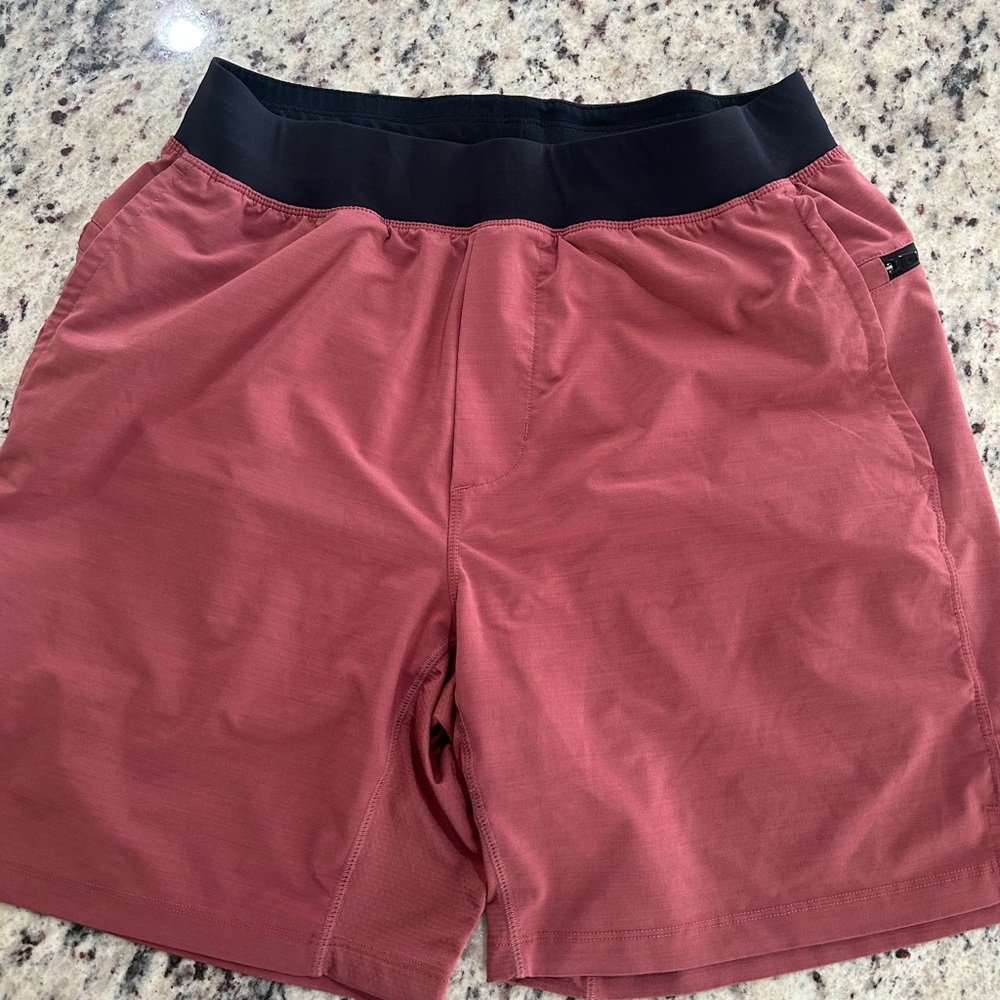 Fabletics Men's Athletic Shorts in Blush and Black